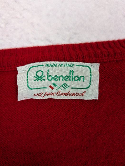 Pulover Dama  Benetton Vintage 90s  Roșu Lână Pură Iarnă Mărimea L/XL