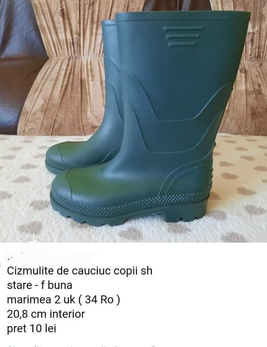 Cizmulite cauciuc copii - verde