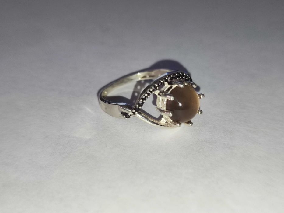 Колечко серебряное с камнем ОБСИДИАН