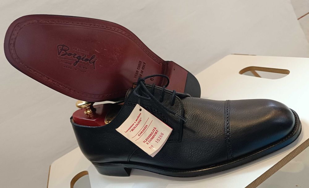 Pantofi de lux 40 40.5 lucrati manual Fratelli Borgioli NOI piele nat
