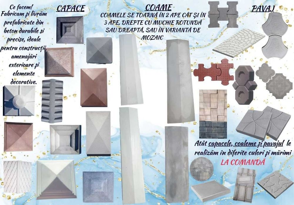 PREFABRICATE DIN BETON TURNAT:CoameCapacePavajBorduriPiatraDecorativa