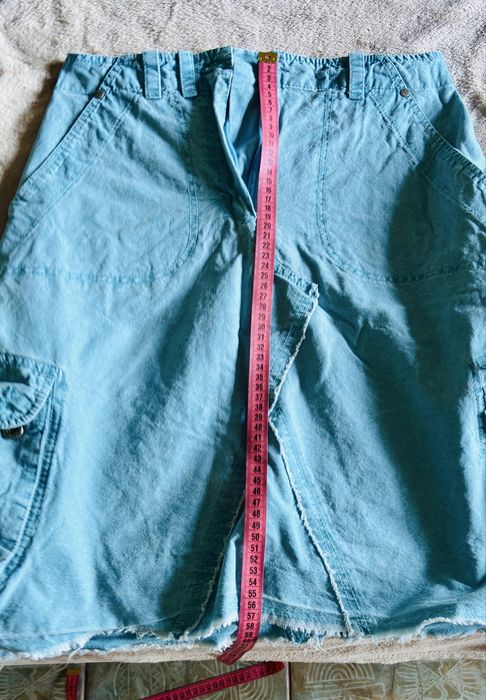 Fustă Culoare Bleu Deschis, Stil Casual/Cargo, 100% Bumbac