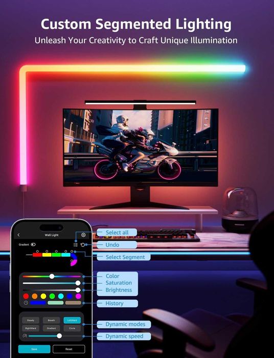 Интелигентна стенна лампа Lepro WL1, синхронизация, 6 бр. с 2 ъгъла