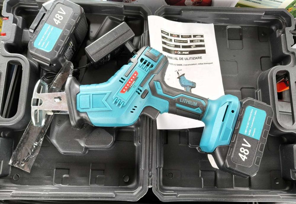 Fierastrau sabie 48v cu 2 acumulatori Li-Ion,quick release,Campion
