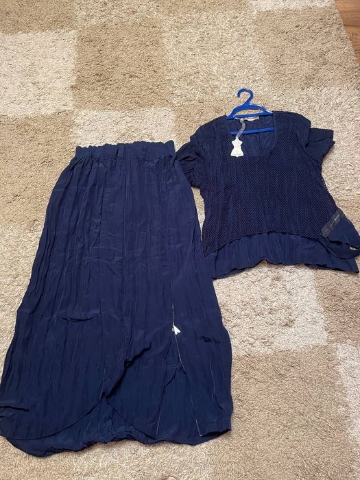 Костюм синий, кофта и юбка в пол (новый)