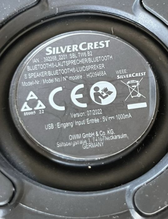 Boxă portabilă Bluetooth SilverCrest (SBL TW6 B2) Ca nouă