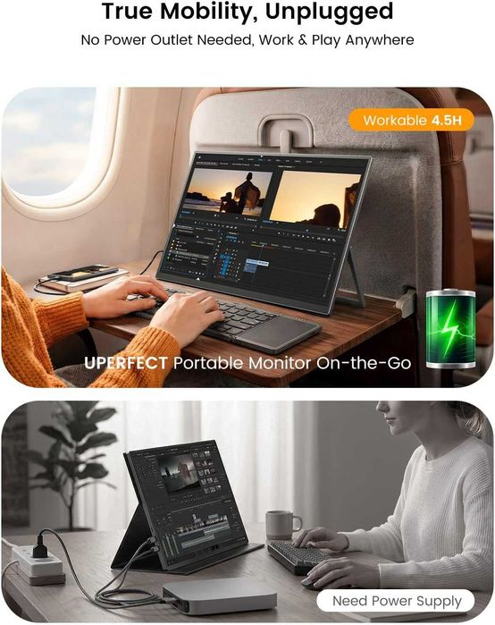 Портативный сенсорный монитор UPERFECT 15.6'' c аккумулятором 8000 мАч