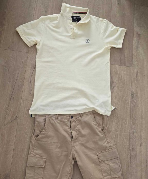 Tricou polo bărbați Indicode, mărimea L, galben pal / crem
