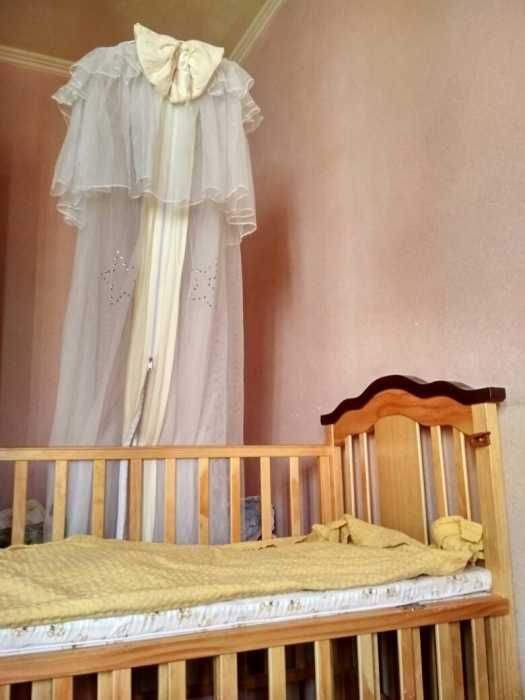 детская кроватка и люлька в комплекте из натурального дерева-бамбука