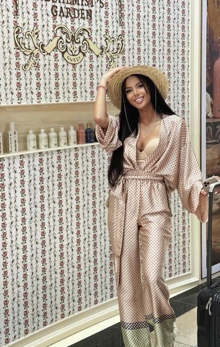 Fashion room сатениран сет комплект от две части  от панталон и кимоно