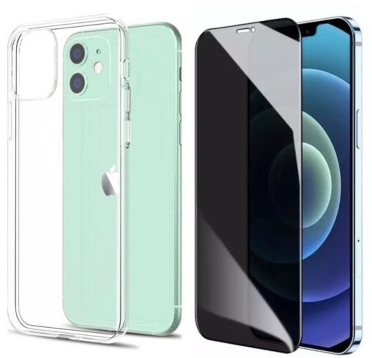 Husa Silicon Shild si Folie Sticla 6D PRIVACY Iphone 11 12 13 PRO MAX