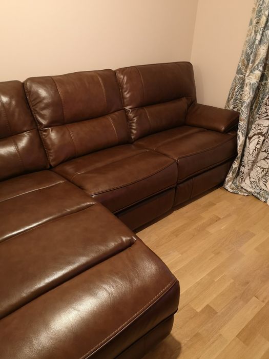 Ъглова гарнитура с ел. релакс  механизъм-естествена телешка кожа