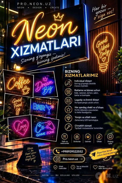 Biznesigiz uchun neon xizmatlari.