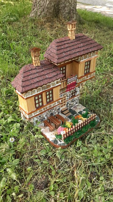Декоративна къща, Макет на българска къща от дърво и камък, ръчна изра