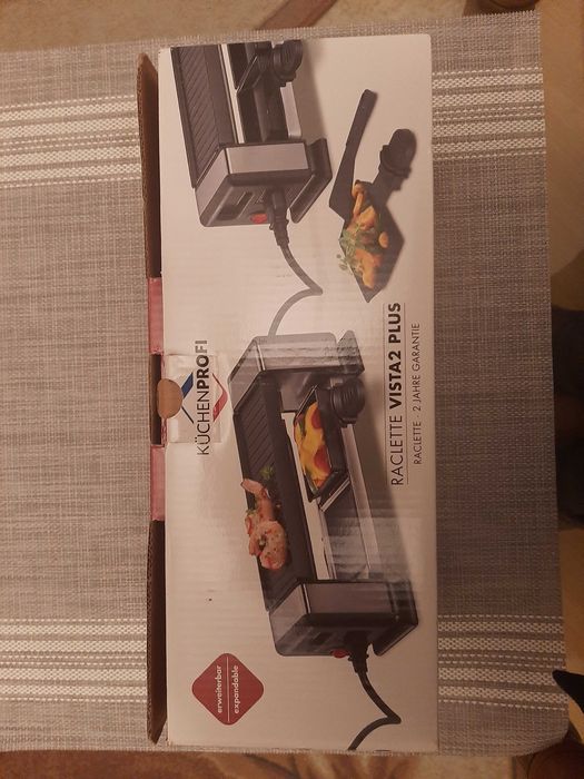 Gratar electric cu 2 RACLETTE, negru, MODEL VISTA 2 PLUS - KUCHENPROFI