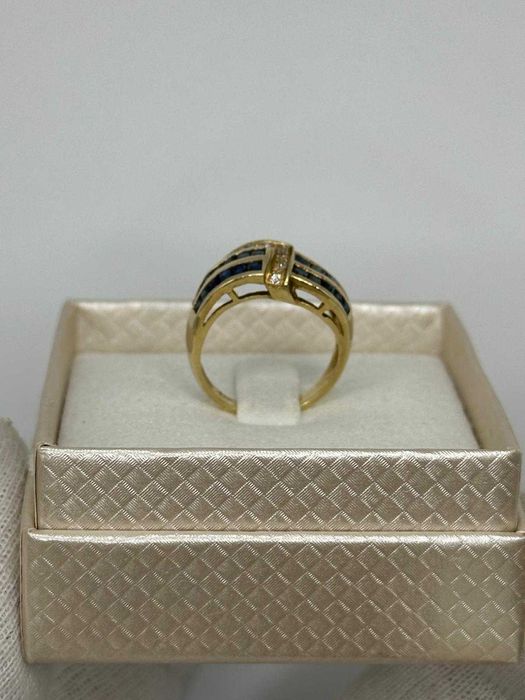 INEL AUR 14K + 9 Diamante = 0.10ct + 28 Safire = 1ct - 4.5g. - Vintage