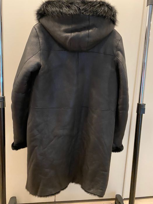 Palton piele naturala cu blana shearling Massimo Dutti