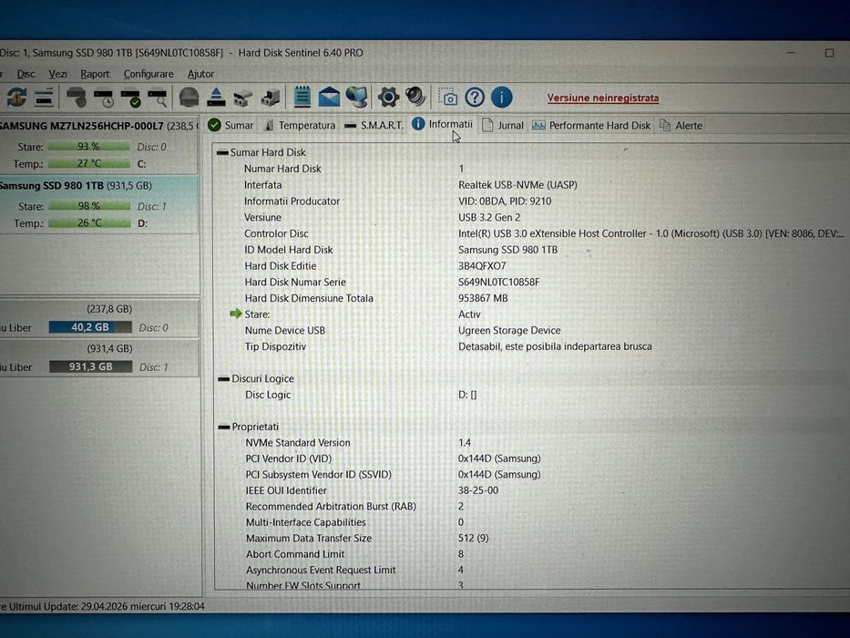 Solid State Drive (SSD) Samsung 980 1TB, NVMe, M.2.