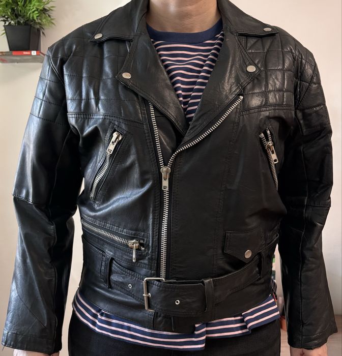 Geaca piele naturala neagra