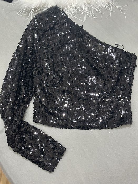 Дамски къс топ в пайети S размер