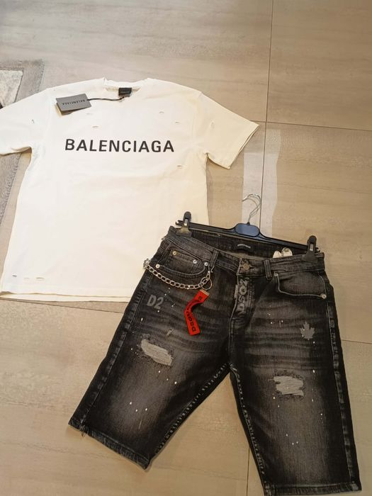 Compleu barbati tricou și pantalon scurt de blugi