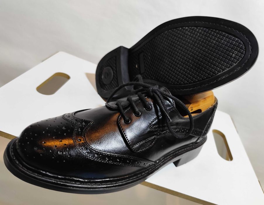 Pantofi derby 40.5 41 brogue Lavoratione Artigianale Ligie piele nat