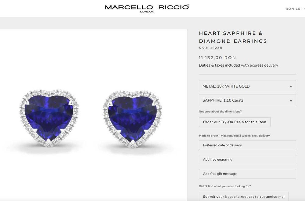 Cecei aur 18k cu diamante si safire 17.000lei