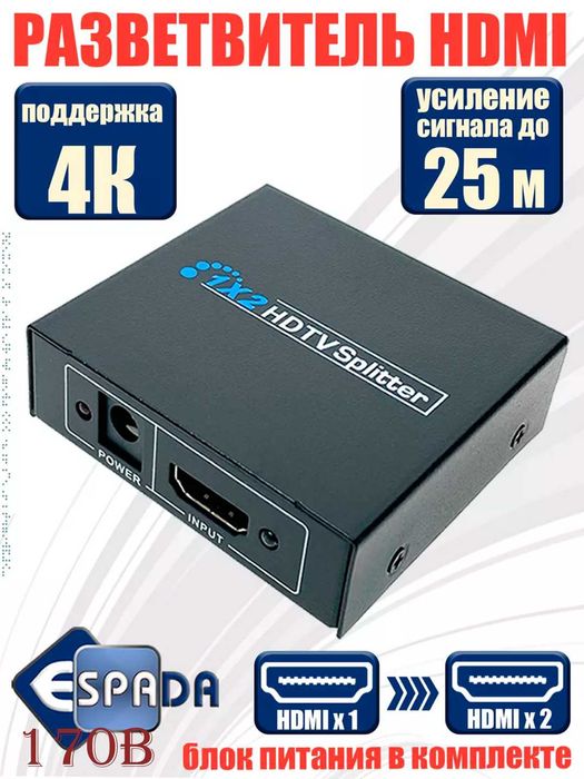 HDMI splitter 1x2 / HDMI разделитель 1x2