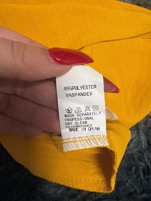 Bluză damă elegantă galben muștar mâneci dantelă XXL
