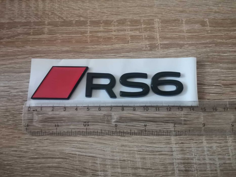 емблема Audi RS6 нов стил черно с червено