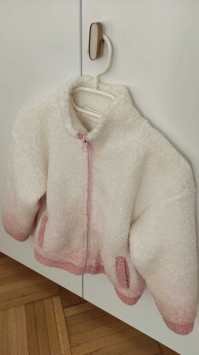 Geaca primavara boucle in degrade alb-roz fete 134cm, RESERVED