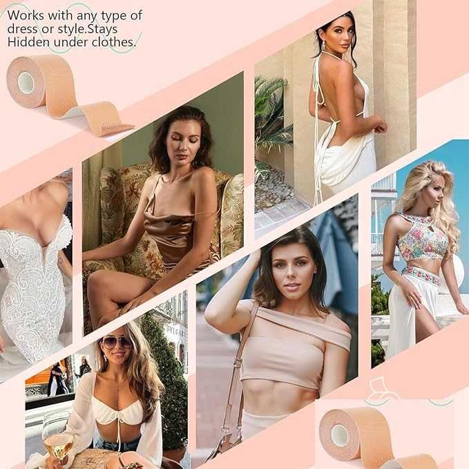Banda adeziva pt. ridicarea bustului 5 m bej cu 10 protectii mamelon