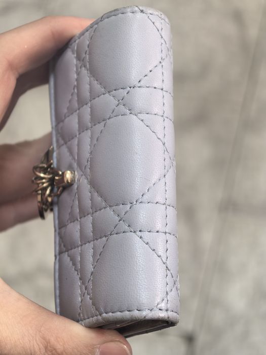 Дамско портмоне Dior Glycine Compact Wallet Blue Cannage Lambskin