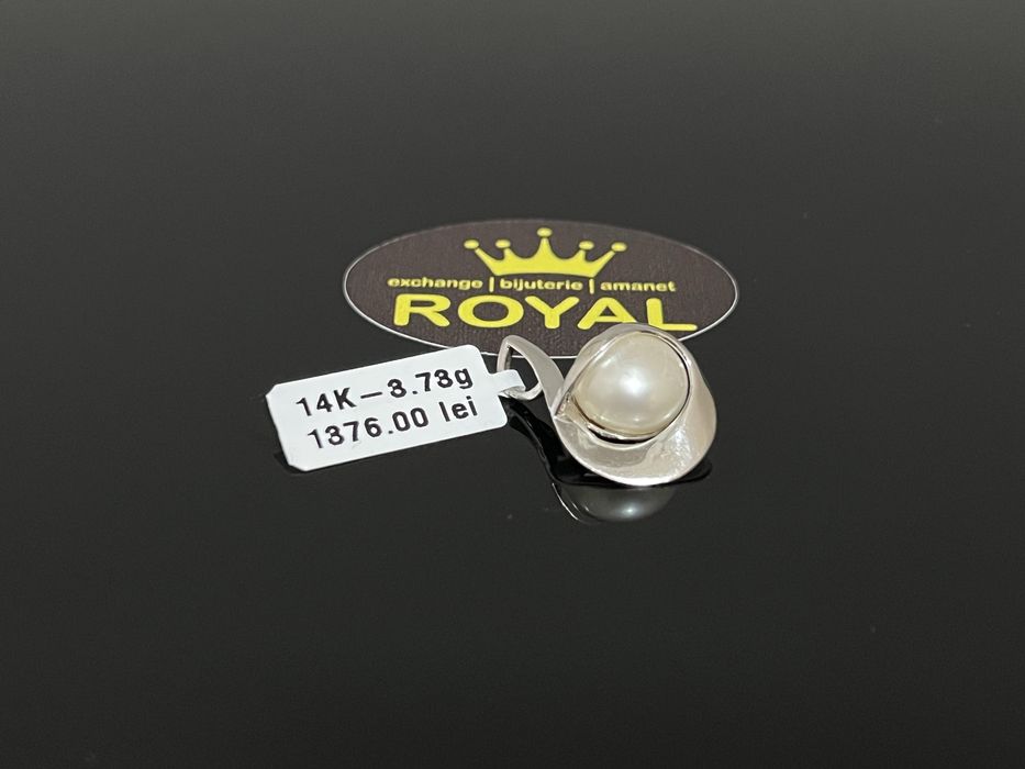 Bijuteria Royal CB : Pandantiv aur alb 14K 3,73 grame cu perla