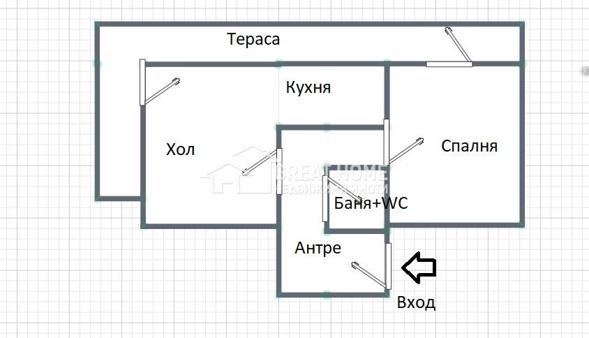 Двустаен ! Среден Етаж ! Южен !