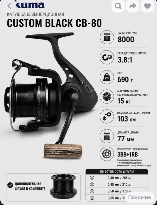 OKUMA Custom Black CB-80 карповые катушки