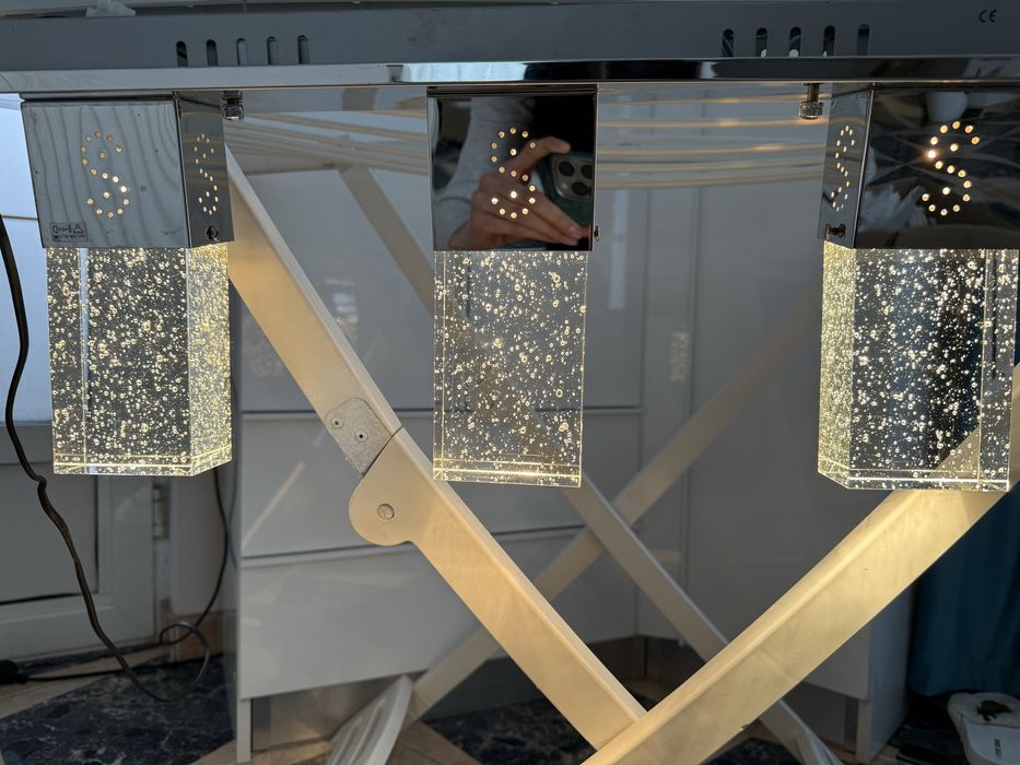 Candelabru sticla si inox