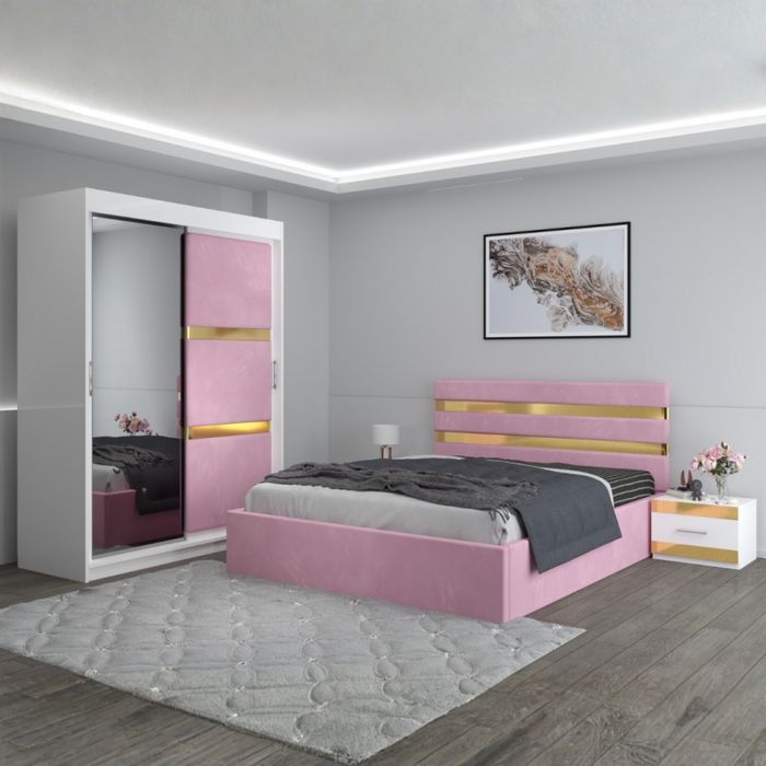 Set Mobila Dormitor Cu Insertii Aurii