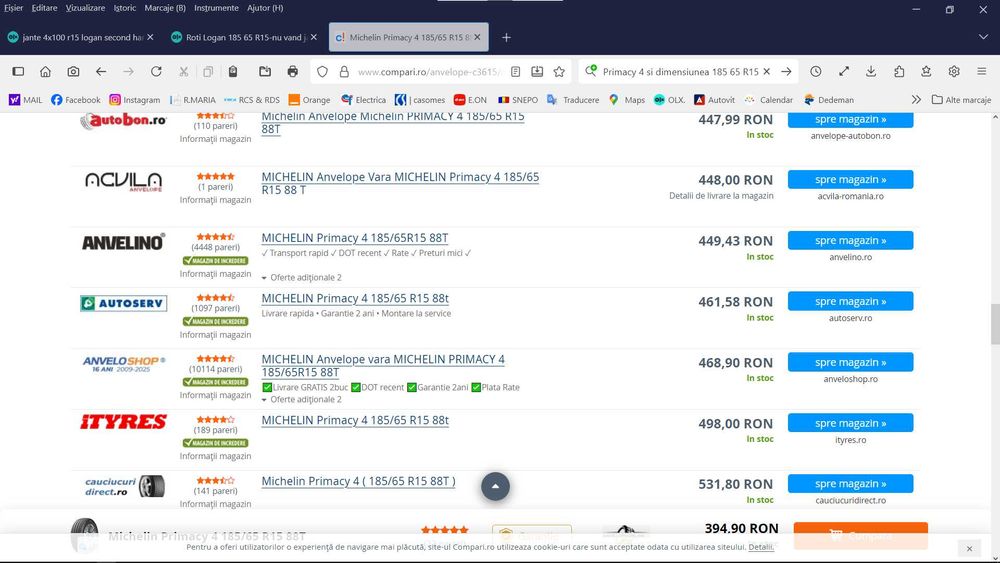 Roti aliaj originale(Dacia )Logan 185 65 R15