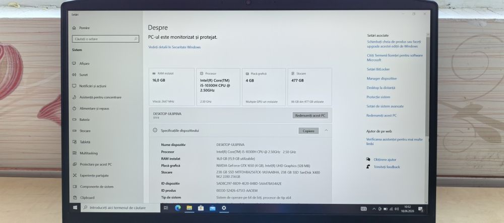 Laptop Lenovo Gaming 3_i5-10300H_16GB DDR4_GTX 1650 4GB_SSD 512GB_BLUE