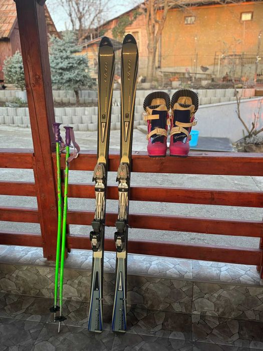 Set schi complet – schiuri 170 cm + 2 bețe + clăpari mărimea 43