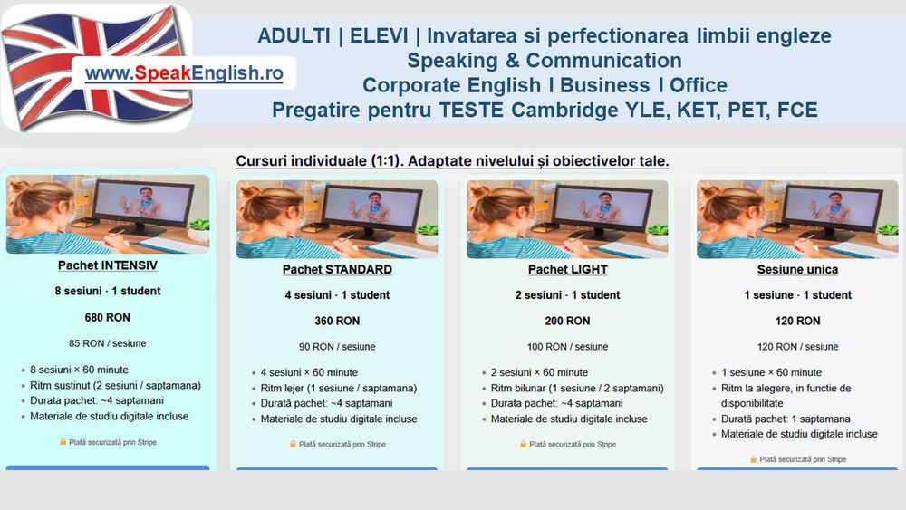 Engleză adulți/elevi – Speaking,Writing, IELTS, OET, STANAG, Cambridge