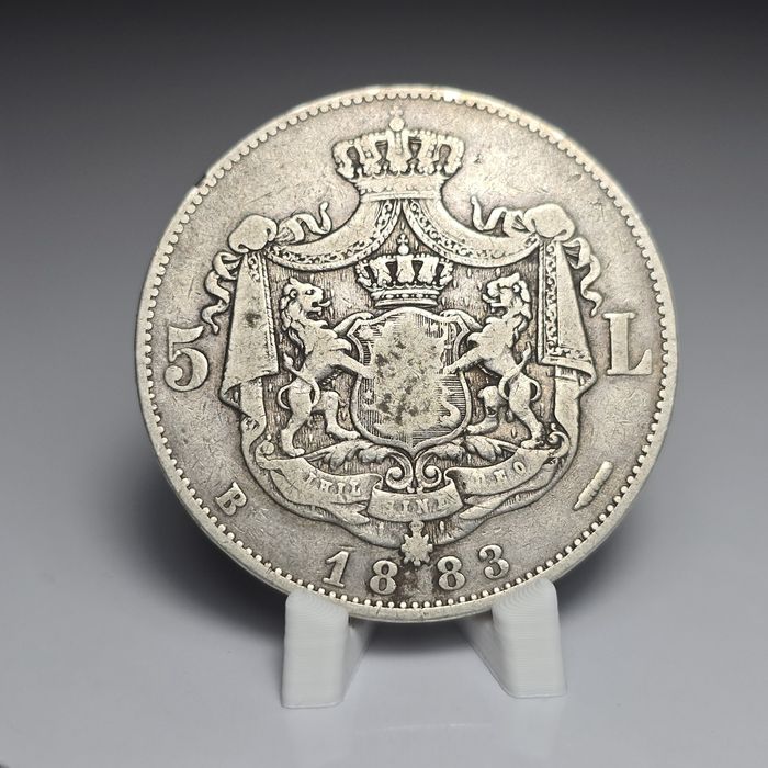Moneda 5 lei 1883 Pătrat Carol