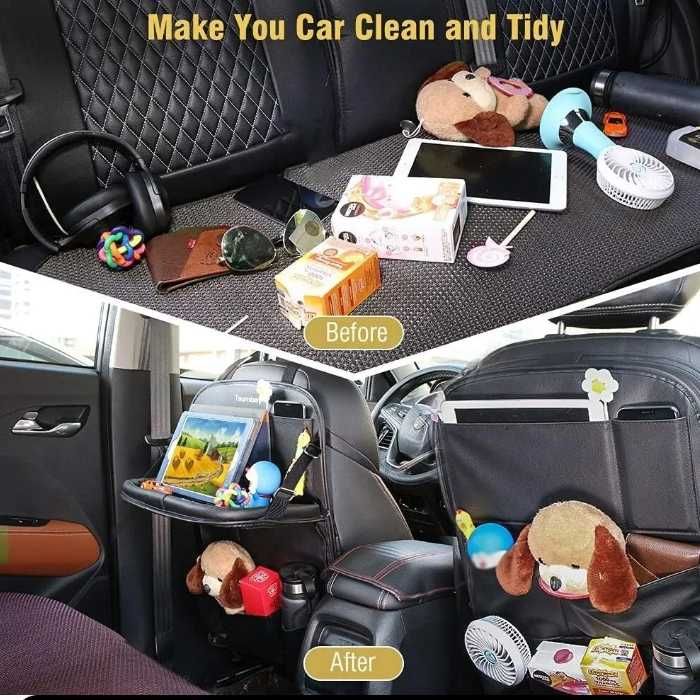 Органайзер с масичка, еко кожа, черен