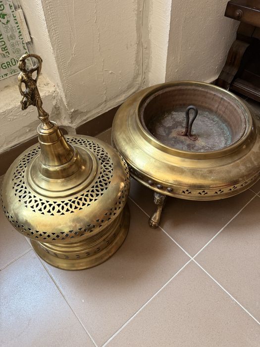 Arzator Mare Brazier Vintage din Alama Bronz