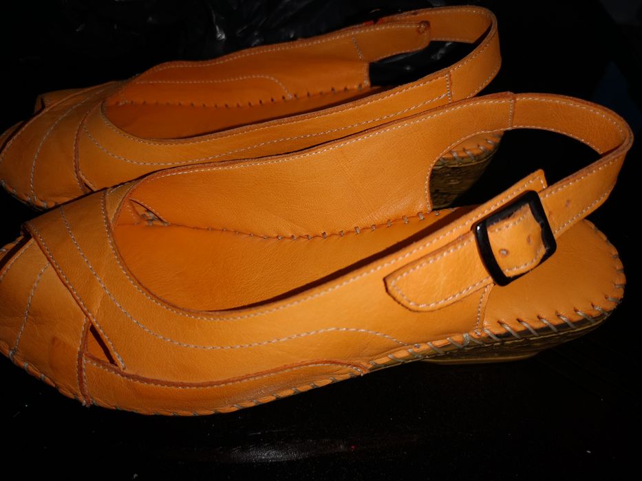 Сандали естествена кожа оранжеви 37-ми номер