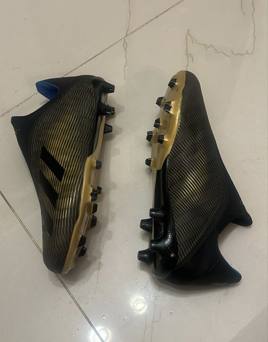 Ghete Fotbal Adidas X 19+ FG Gold Black - Fară Şireturi - Noi gazon