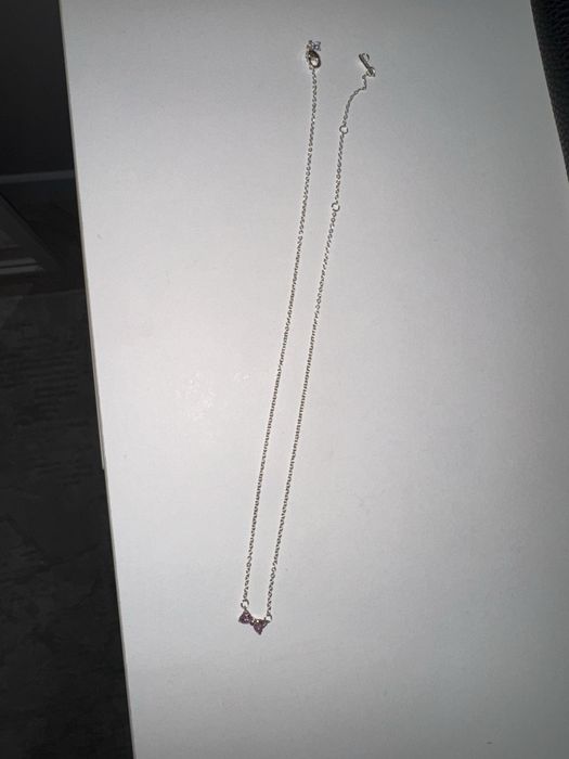 Серебряное колье розовый бант