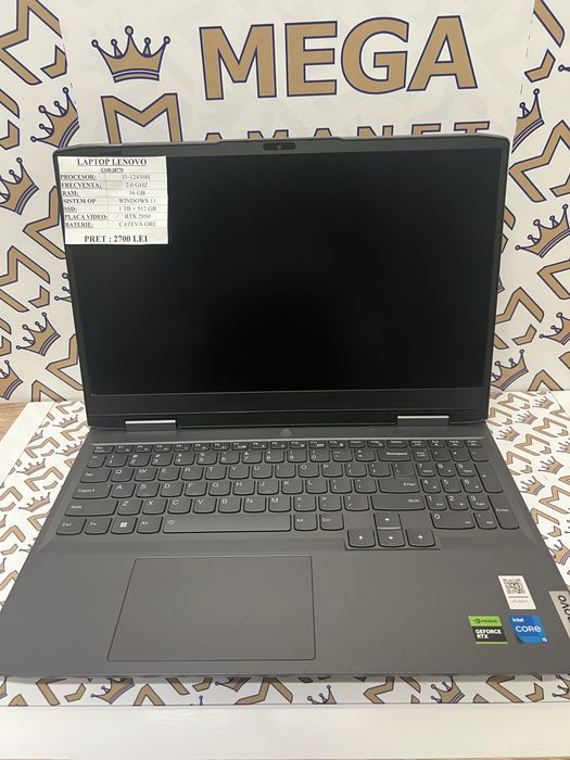 Laptop Lenovo Gaming, i5-12450H, RTX 2050, 16 GB