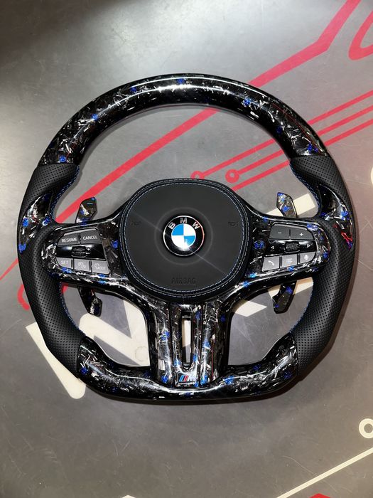 Volan BMW - Carbon Forjat Albastru - Seria G - Incalzire - TJA - Vibro